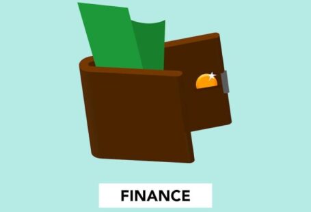 GI Bill Benefits - Simple illustration with dollar banknote and coin in wallet above finance inscription on green background